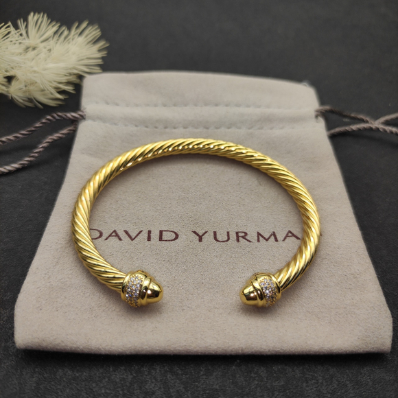 None Jewelry - David Yurman 5mm Gold Round Bracelet with Full Diamonds